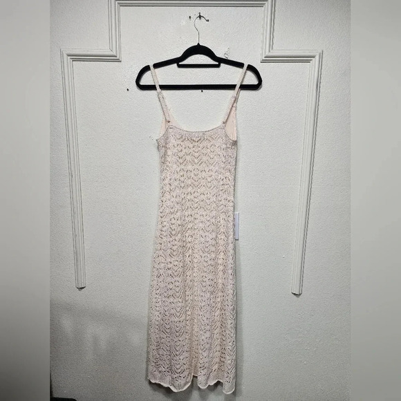 Lulus Sunset Vibes Light Beige Crochet Sleeveless Midi Dress L Travel Vacation - Picture 8 of 8